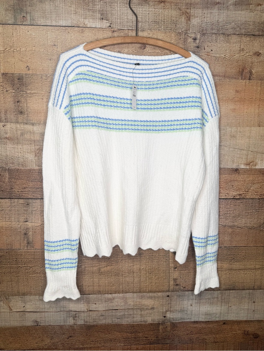 Talbots Bateau Neck Pullover Wool Cotton Quiet Luxury NWT $99.50 Soft Scolloped